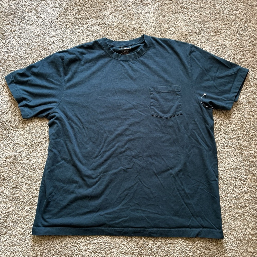 NWOT LL Bean Men's Pocket T Shirt 100% Cotton Blue Aqua Mens Xl